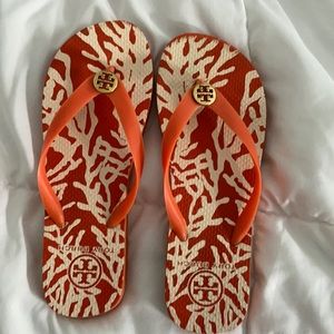 Tory Bur h orange flip flops
